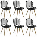 spisebordsstole 6 stk. naturligt rattan sort