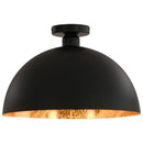 loftslamper 2 stk. halvkugle E27 sort og guldfarvet