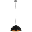 loftslamper 2 stk. halvkugle 40 cm E27 sort og guldfarvet
