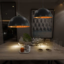 loftslamper 2 stk. halvkugle 50 cm E27 sort og guldfarvet