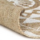 håndlavet tæppe med hvidt print jute 120 cm