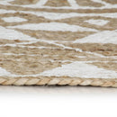 håndlavet tæppe med hvidt print jute 120 cm