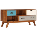 tv-skab med 3 skuffer massivt akacietræ 110 x 35 x 50 cm