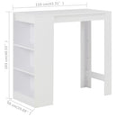 barbord med hylde 110x50x103 cm hvid