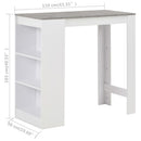 barbord med hylde 110x50x103 cm hvid