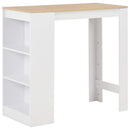 barbord med hylde 110x50x103 cm hvid
