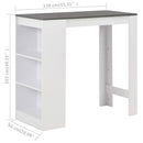 barbord med hylde 110x50x103 cm hvid