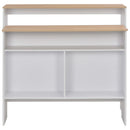 barbord med 2 bordplader 130x40x120 cm hvid og eg