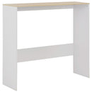 barbord med 2 bordplader 130x40x120 cm hvid og eg