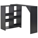 barbord med flytbar hylde 138x39x110 cm sort