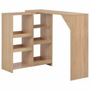 barbord med flytbar hylde 138x39x110 cm egetræsfarve