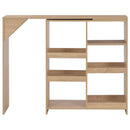 barbord med flytbar hylde 138x39x110 cm egetræsfarve