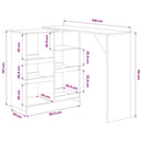 barbord med flytbar hylde 138x39x110 cm egetræsfarve