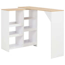 barbord med flytbar hylde 138x39x110 cm hvid