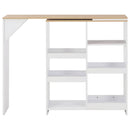 barbord med flytbar hylde 138x39x110 cm hvid