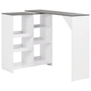 barbord med flytbar hylde 138x39x110 cm hvid