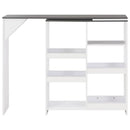 barbord med flytbar hylde 138x39x110 cm hvid
