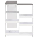 barbord med flytbar hylde 138x39x110 cm hvid