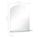 vægspejl med hylde 30x50 cm hærdet glas