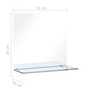 vægspejl med hylde 50x50 cm hærdet glas