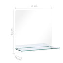 vægspejl med hylde 60x60 cm hærdet glas