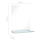 vægspejl med hylde 50x70 cm hærdet glas