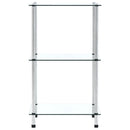 reol 3 hylder 40x40x67 cm hærdet glas transparent