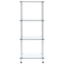 reol 4 hylder 40x40x100 cm hærdet glas transparent