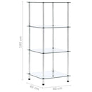 reol 4 hylder 40x40x100 cm hærdet glas transparent