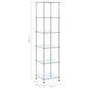 reol 6 hylder 40x40x160 cm hærdet glas transparent