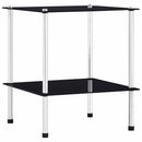 reol 2 hylder 40x40x47 cm hærdet glas sort