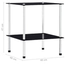 reol 2 hylder 40x40x47 cm hærdet glas sort
