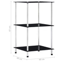 reol 3 hylder 40x40x67 cm hærdet glas sort
