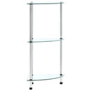 reol 3 hylder 30x30x67 hærdet glas transparent