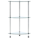 reol 3 hylder 30x30x67 hærdet glas transparent