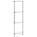 reol 4 hylder 30x30x100 cm hærdet glas transparent