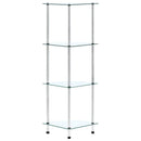 reol 4 hylder 30x30x100 cm hærdet glas transparent