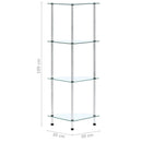 reol 4 hylder 30x30x100 cm hærdet glas transparent