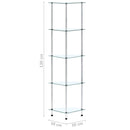 reol 5 hylder 30x30x130 hærdet glas transparent