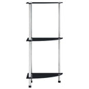 reol 3 hylder 30x30x67 cm hærdet glas sort