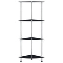 reol 4 hylder 30x30x100 cm hærdet glas sort