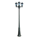 lygtepæl med 3 arme 215 cm aluminium mørkegrøn/sort