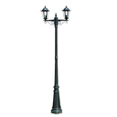 lygtepæl med 2 arme 215 cm aluminium mørkegrøn/sort