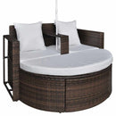 haveseng med parasol polyrattan brun