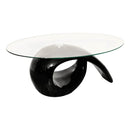 sofabord med oval bordplade i glas højglans sort