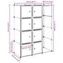 modulskab 9 rum 109x36,5x143 cm sort og hvid