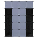 modulskab med 14 rum sort og hvid 37 x 146 x 180,5 cm