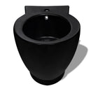 Stående toilet og bidet sæt, sort, keramisk