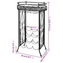 vinreol med glasholder 9 flasker metal