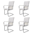 spisebordsstole med cantilever 4 stk. stof hvid